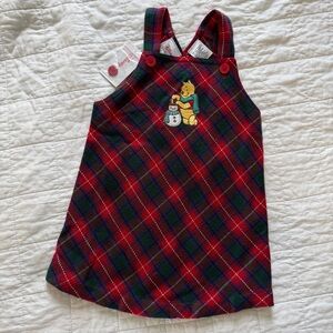 Vintage Disney Store Winnie the Pooh Plaid Holiday Dress 12-18 Months
